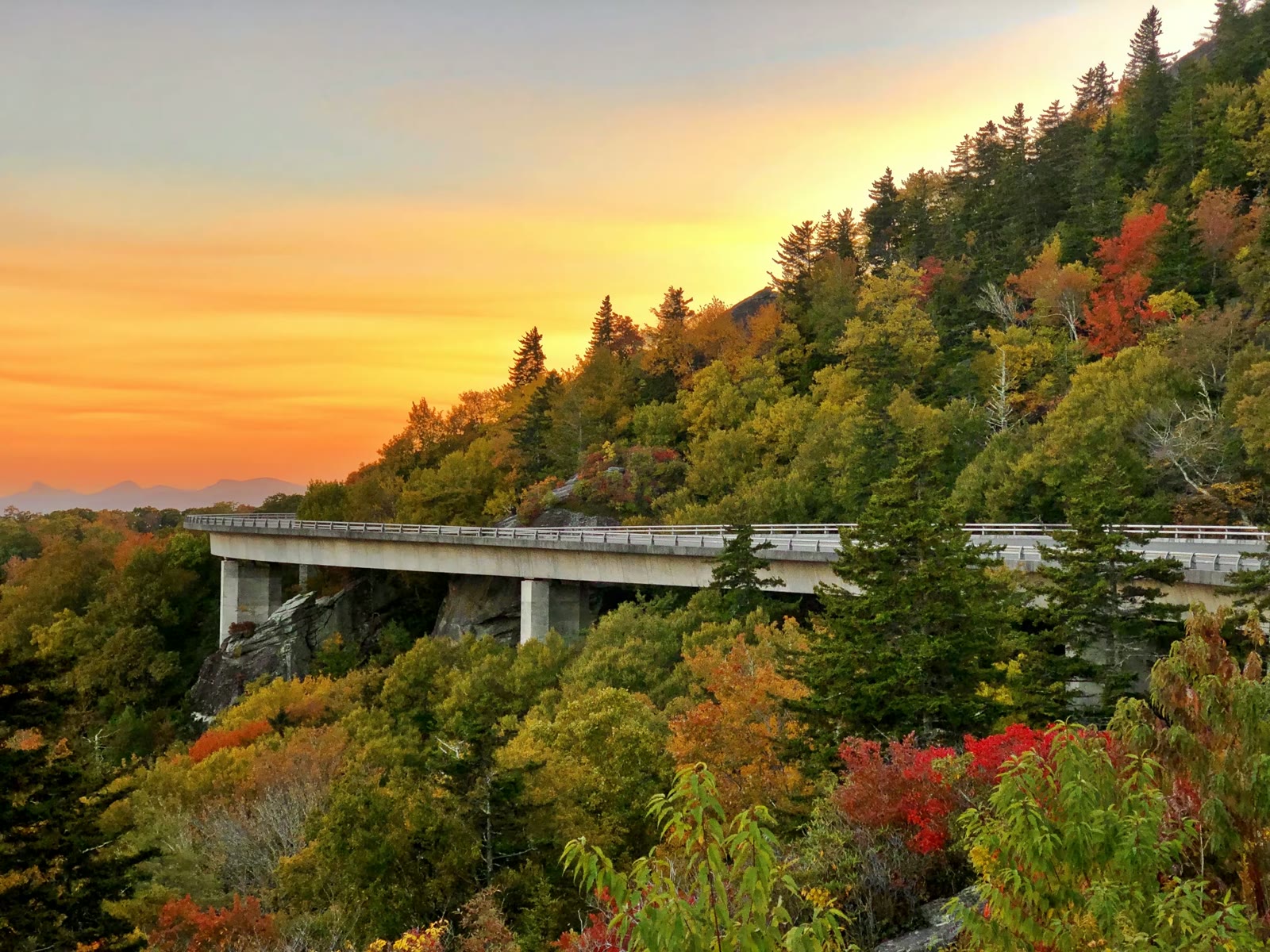 位于里程碑304英里处的Linn Cove Viaduct(Milepost 304)具有优美S形曲线的高架桥是蓝岭公路首选经典地标。
